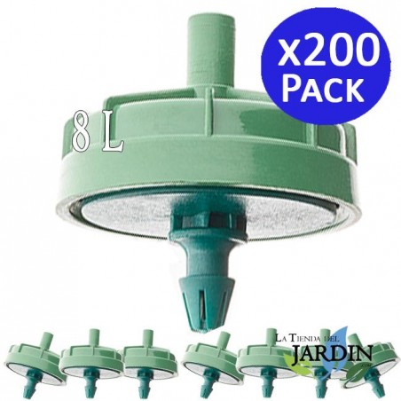 200 x Goutteur anti-drainage et autorégulant d'irrigation 8 litres, Champignon