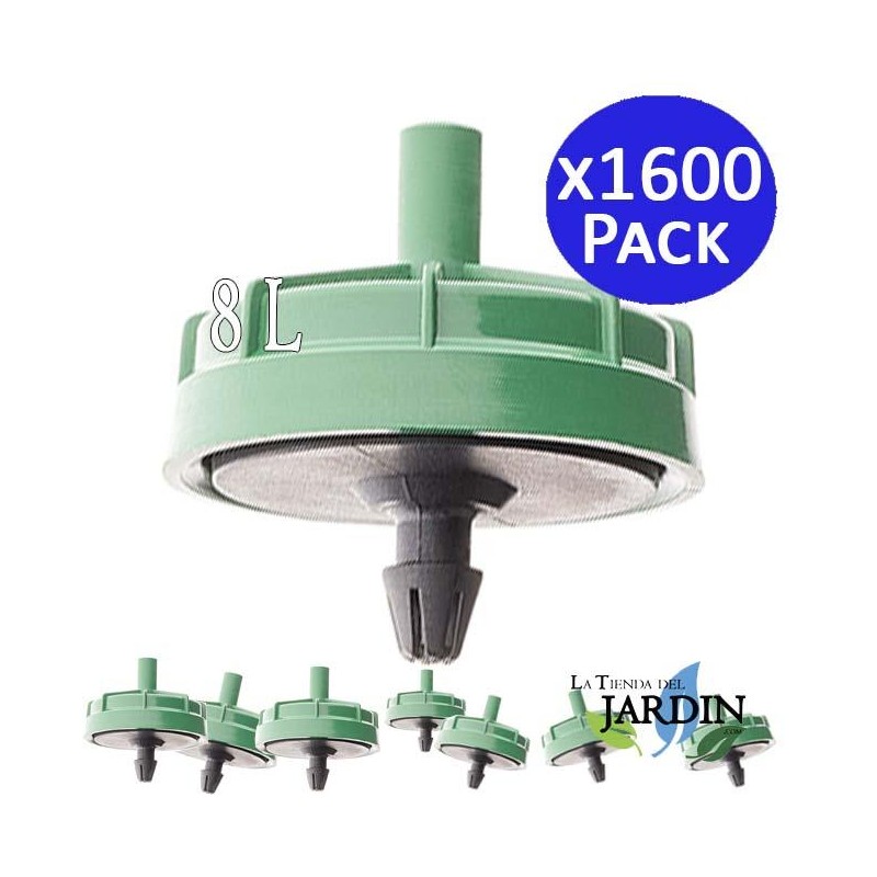 Lot de 1600 goutteurs anti-déversement auto-compensateurs, 8 litres, goutteurs champignons non amovibles pour l'irrigation et l'