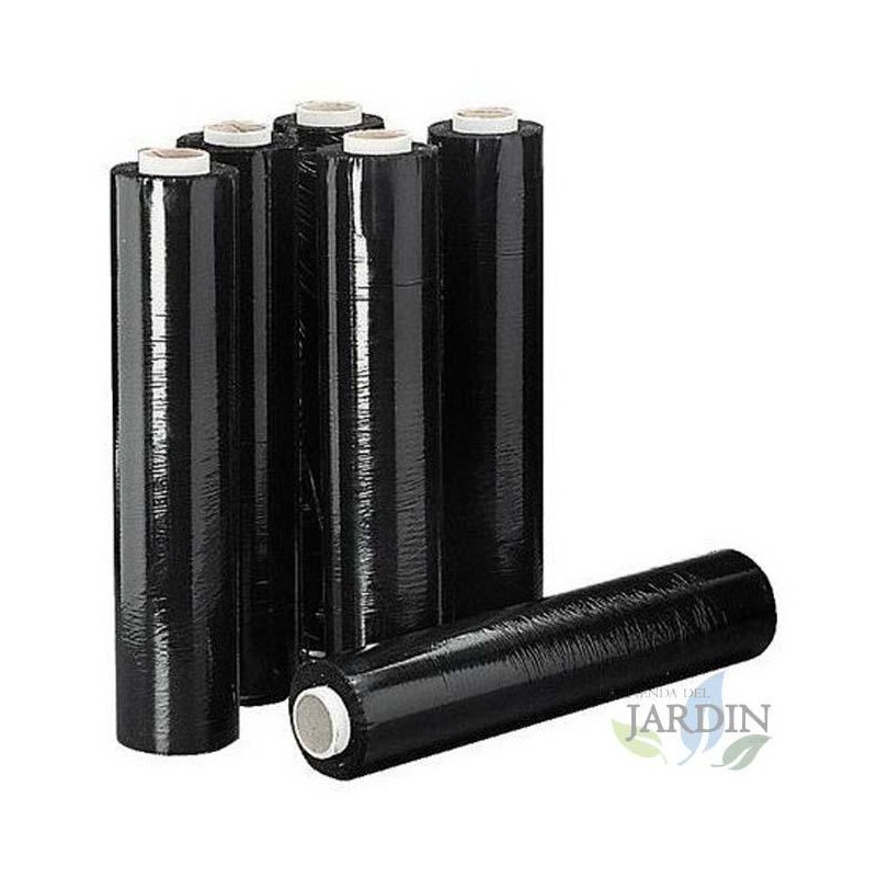 Pacote com 6 filmes stretch pretos, 2 kg, 50 cm de largura, 23 mícrons Pacote com 6 filmes stretch pretos, 2 kg, 50 cm de largura, 23 mícrons