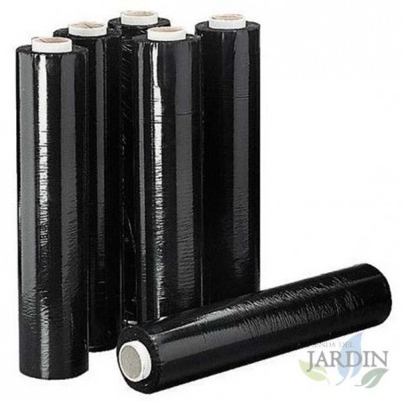 6 Stück Dehnbare schwarze Palettierfolie 2 Kg 23 Mikrometer