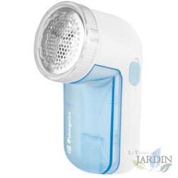 Lint remover. Stainless steel grill and blades. Crown diameter 5 cm. Battery operated: 2 x 1.5V AA.