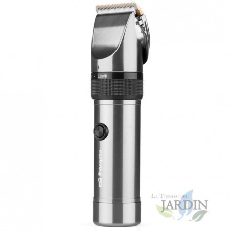  Professionelle Keramik-Haarschneidemaschine Orbegozo 5 W. Gehäuse aus Aluminium.  Herausnehmbarer Lithium-Akku.