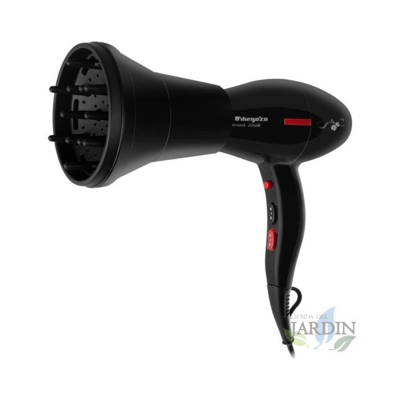 Secador de cabelo profissional. Potência de 2.200 W. 2 níveis de temperatura. 2 velocidades. Botão de ar frio.