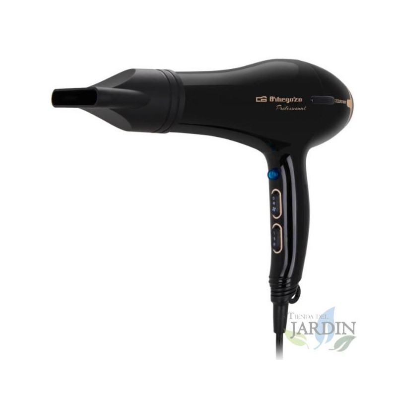 Orbegozo 2200 W professional hair dryer. Modern and elegant design. 3 temperature levels. 2 speeds. Orbegozo 2200 W professional hair dryer. Modern and elegant design. 3 temperature levels. 2 speeds.