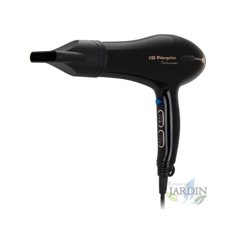 Orbegozo 2200W professional hair dryer. Modern and elegant design. 3 temperature levels. 2 speeds.
