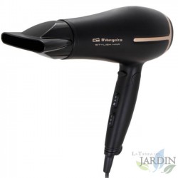 Folding hair dryer. 2,000 W power. Lightweight and practical design. 3 temperature levels. 2 speed levels.