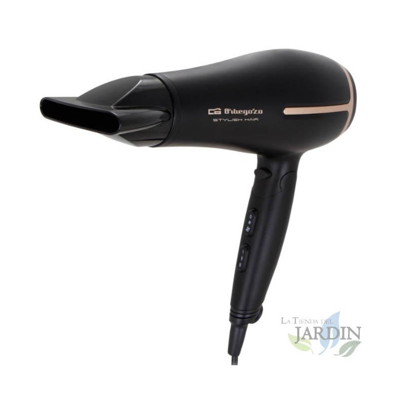 Secador de cabelo dobrável. Potência de 2.000 W. Design leve e prático. 3 níveis de temperatura. 2 níveis de velocidade.