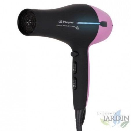Asciugacapelli da 2200 W con luce LED. 3 impostazioni di temperatura. 2 impostazioni di velocità. Pulsante colpo d'aria fredda.