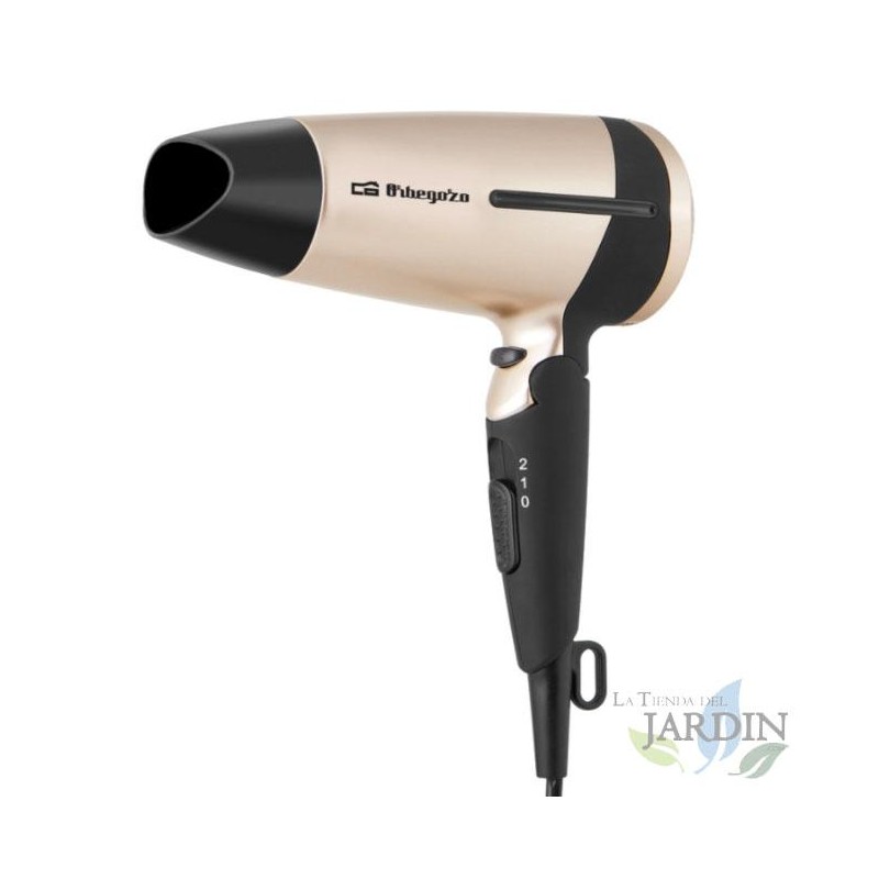 Orbegozo folding dryer. Power 1,600 W. Cold air button. 2 speed and temperature settings. Orbegozo folding dryer. Power 1,600 W. Cold air button. 2 speed and temperature settings.