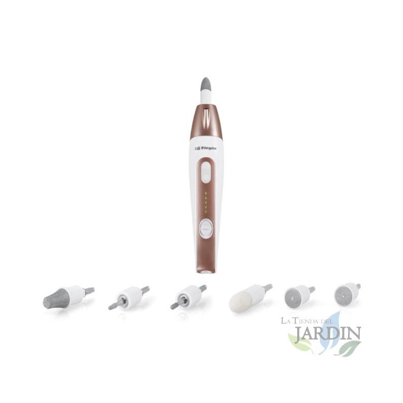 Orbegozo manicure and pedicure set. 5 speeds. LED light to illuminate the nails. 7 accessories. Orbegozo manicure and pedicure set. 5 speeds. LED light to illuminate the nails. 7 accessories.