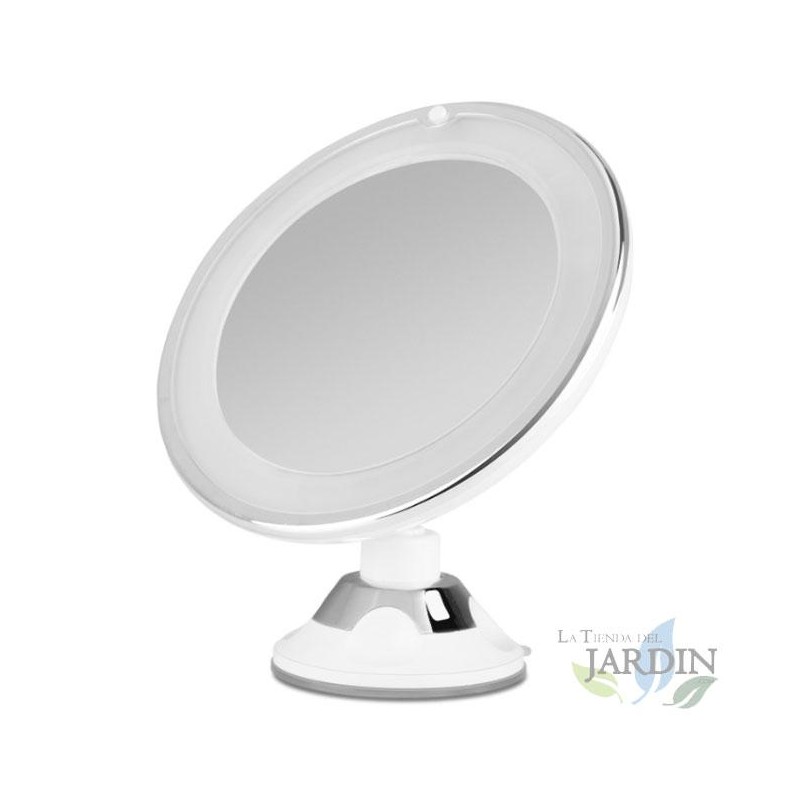 Miroir de maquillage de 17 cm avec socle - Réglage rotatif grossissant 360º. Sable nickel 10X