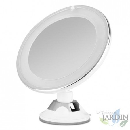 Miroir de maquillage de 17 cm avec socle - Réglage rotatif grossissant 360º. Sable nickel 10X