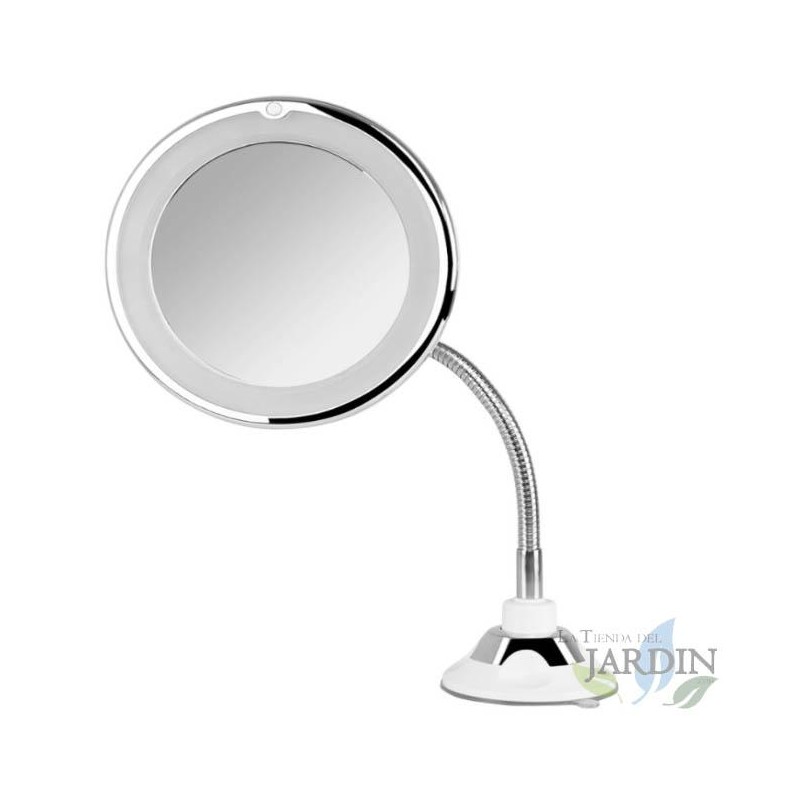 Miroir de maquillage mural de 17 cm avec lumière LED circulaire. Support de table