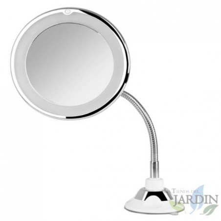 Espejo cosmético Orbegozo con luz LED, 17 cm diámetro, luz LED circular, soporte mesa, detalle y precisión