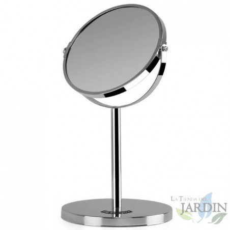  360º cosmetic mirror with Orbegozo base.  17cm in diameter.  Double sided: A without magnification.  B: 5X magnification.  chro
