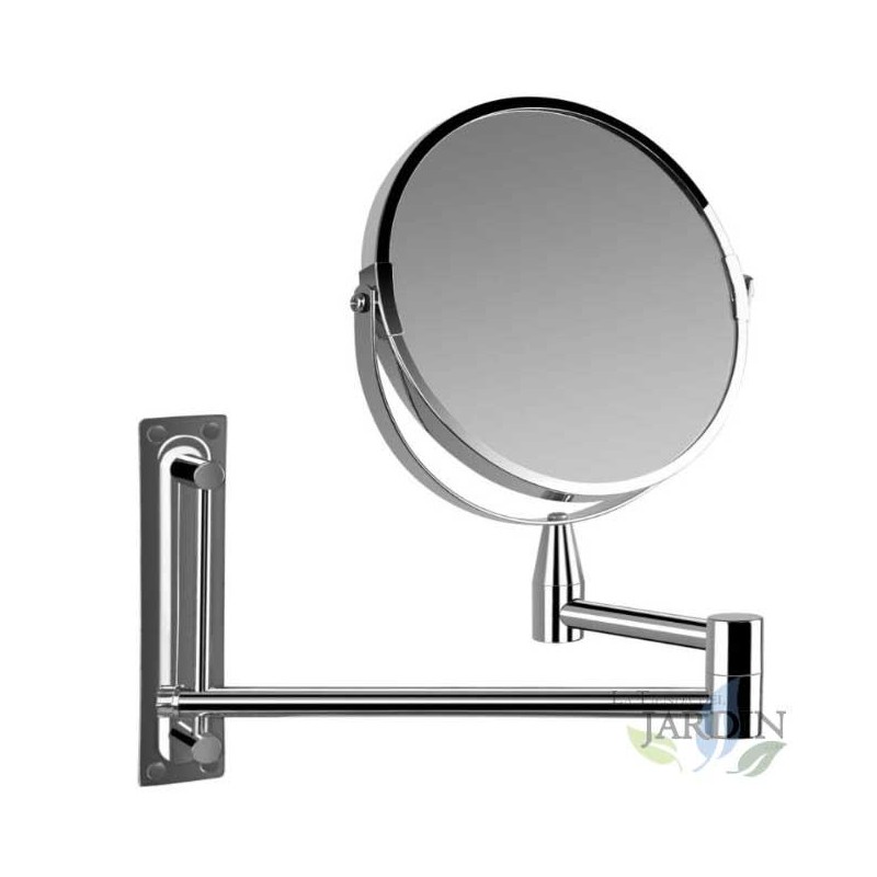 Miroir de maquillage mural de 17 cm - Réglage rotatif grossissant 360º. Sable nickel 5x