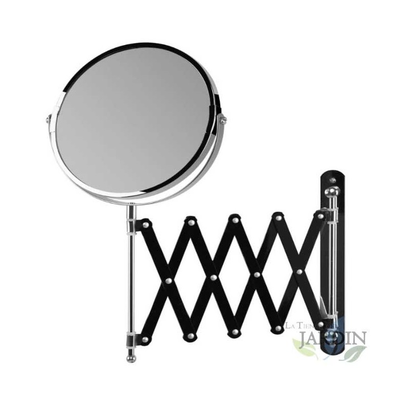 Miroir de maquillage mural de 17 cm - Réglage rotatif grossissant 360º. Sable nickel 5x