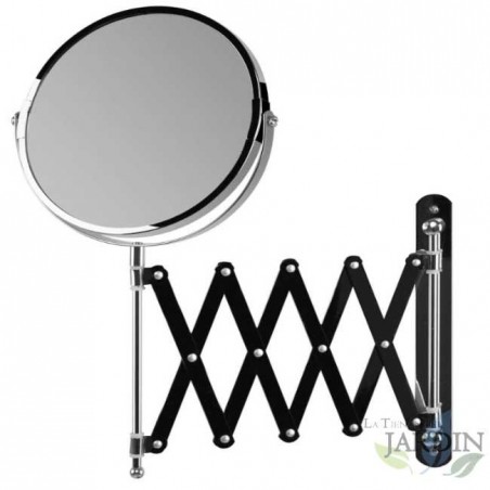 Miroir de maquillage mural de 17 cm - Réglage rotatif grossissant 360º. Sable nickel 5x