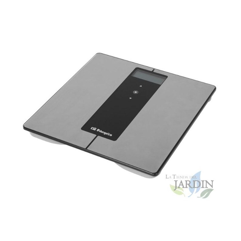 Orbegozo electronic bathroom scale. Stainless steel surface and tempered glass. Max capacity: 180 kg. Orbegozo electronic bathroom scale. Stainless steel surface and tempered glass. Max capacity: 180 kg.