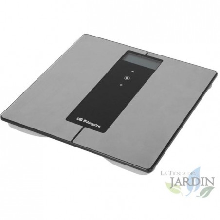  Orbegozo elektronische Personenwaage.  Edelstahloberfläche und gehärtetes Glas.  Maximale Kapazität: 180 kg.