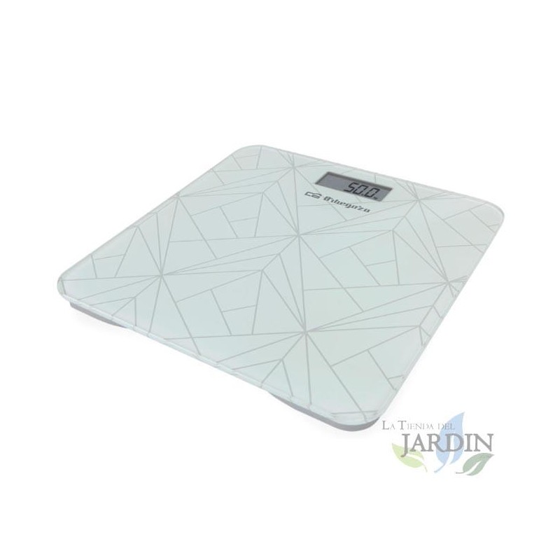 Orbegozo electronic bathroom scale. White tempered glass surface. Max. capacity: 180 kg. Dimensions: 29x28x2 cm. Orbegozo electronic bathroom scale. White tempered glass surface. Max. capacity: 180 kg. Dimensions: 29x28x2 cm.