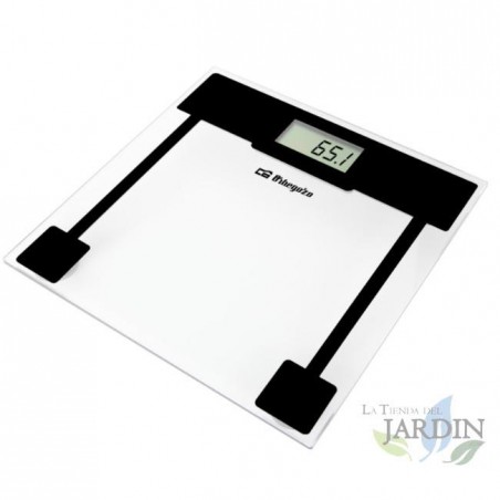  Elektronische Personenwaage.  Gehärtete Glasoberfläche.  Max. Kapazität: 150 kg.  3,2