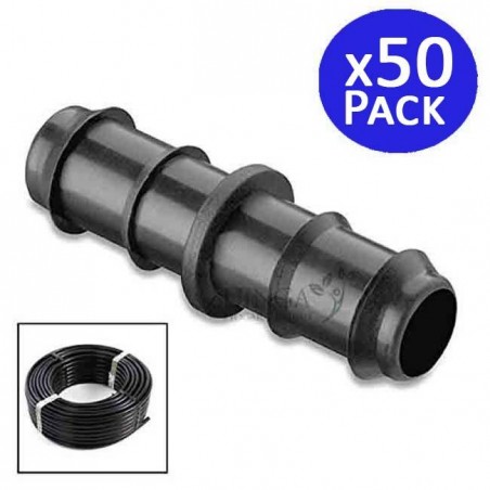 50 x Jonction goutte à goutte 16mm. Maillon de liaison pour tuyau d'irrigation de diamètre 16 mm, noir