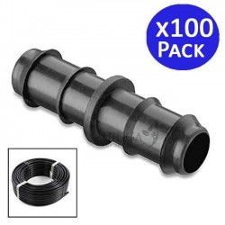 100 x Jonction goutte à goutte 16mm. Maillon de liaison pour tuyau d'irrigation de diamètre 16 mm, noir