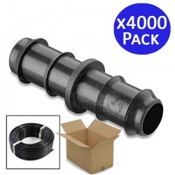 Pack 4000 Enlace Riego por Goteo 16mm | Manguito conector tuberia 16 mm | Enlace Goteo para Manguera de Riego 16mm negro