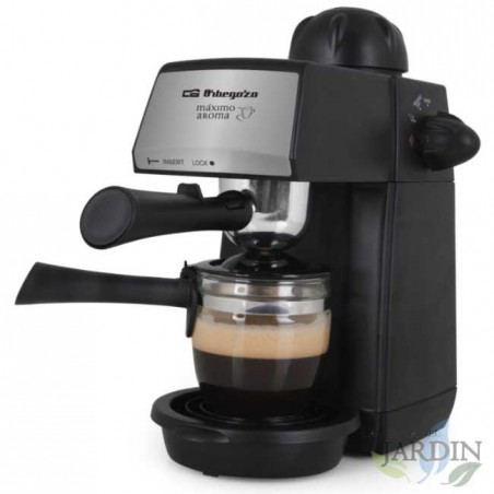 Druckkaffeemaschine. 5 bar Druck. Fassungsvermögen: 2 bis 4 Tassen. Dampfgarer für Cappuccino oder zum Erhitzen von Flüssigkeite