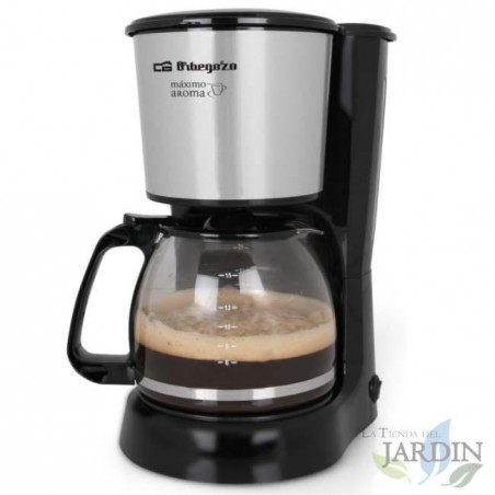 Cafetera de goteo Orbegozo, capacidad 15 tazas, frontal INOX, potencia 800W, diseño elegante y eficiente