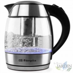 Hervidor de agua cristal Orbegozo. Capacidad 1,8 L. Potencia 2200W. Jarra en vidrio graduada.