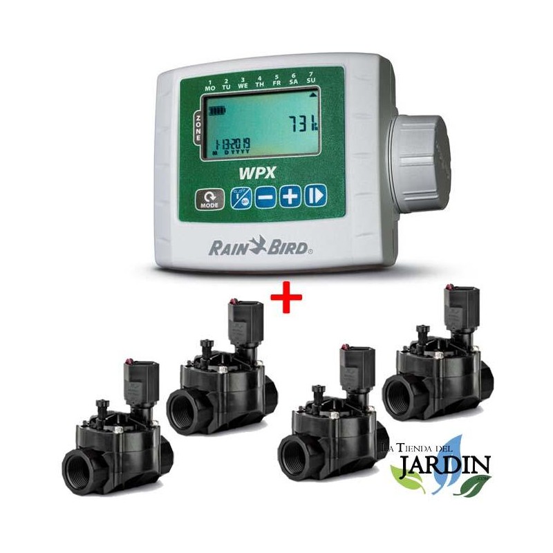 Programmateur d'irrigation autonome WPX4 + 4 Électrovannes d'arrosage100HV 9V 1''