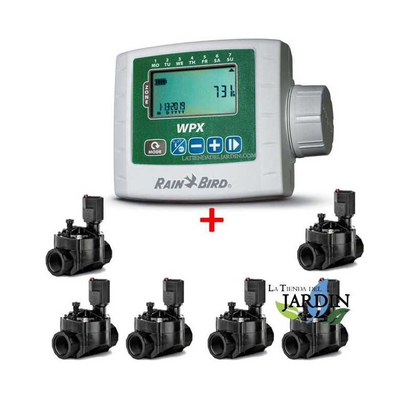 Rain Bird WPX6, Programmatore di irrigazione a batteria + 6 Elettrovalvola 1'' 9V 100HV Rain Bird