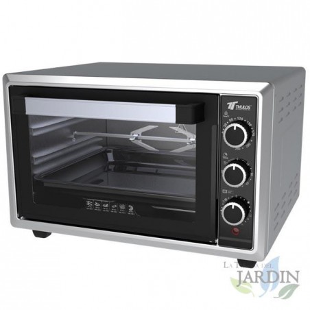 Forno elétrico de mesa de 34 litros, convecção e grelha para assar, 1500 W, temporizador, 50 x 43 x 32 cm