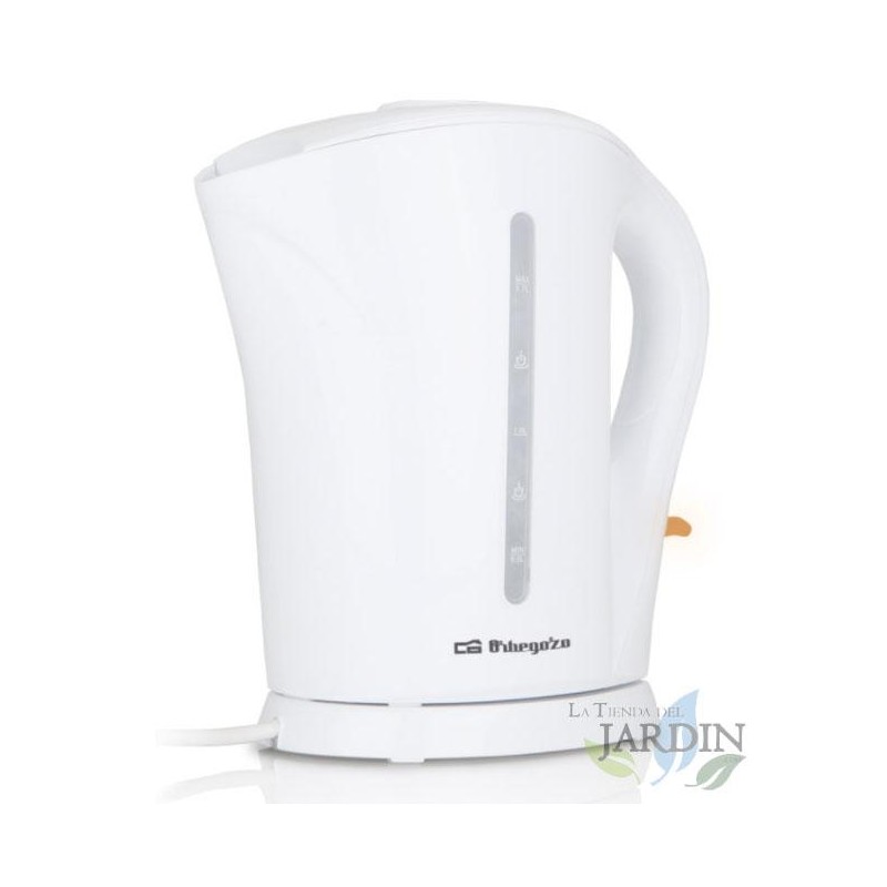 Bollitore Orbegozo da 1,7 litri. Bollitura veloce. Potenza 1850-2200 W. Filtro removibile.