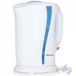 Hervidor de agua 1 litro Orbegozo. Libre de BPA. Jarra extraíble. Potencia 750-900W. Resistencia sumergida.