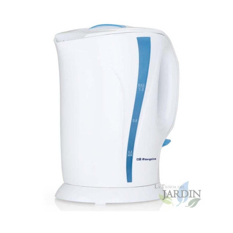 Orbegozo 1-liter kettle. BPA-free. Removable jug. Power: 750-900W. Submersible heating element.