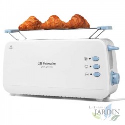 Long-slot oscillator. Cool-touch housing. Defrost and reheat function. Crumb tray. 850W power.
