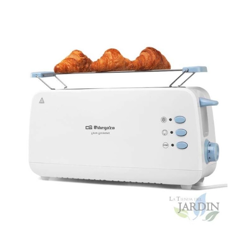 Long-slot oscillator. Cool-touch housing. Defrost and reheat function. Crumb tray. 850W power.