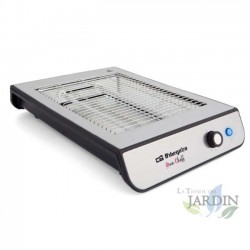 Grille-pain Plat Horizontal Turbo EasyToast. 3 Résistances en Quartz, 6 Niveaux de Puissance, Plateau Ramasse-miettes, 800W