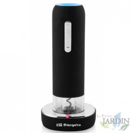 Cavatappi elettrico ricaricabile Orbegozo. Design ergonomico. Guida facile. Estrazione e recupero del sughero in pochi secondi.