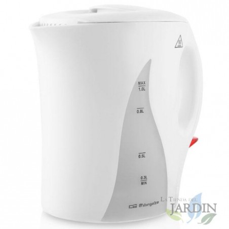 Bollitore Orbegozo. Bollitura rapida. Capacità 1L. Potenza 1000W. Elemento riscaldante sommergibile.