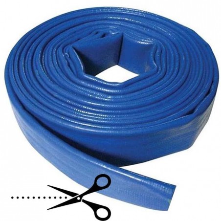  FLAT HOSE 32mm cut per meter, reinforced for water discharge, Polyester PVC Blue Rubber Layflat