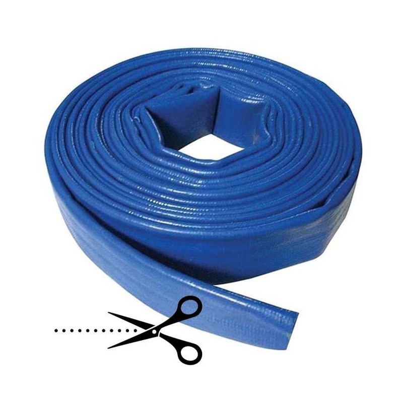  FLAT HOSE 40mm cut per meter, reinforced for water discharge, Polyester PVC Blue Rubber Layflat