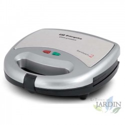 Orbegozo Sandwichmaker aus Edelstahl. Für 2 Sandwiches. Mit Antihaftbeschichtung. Automatische Temperaturregelung. 800 W.