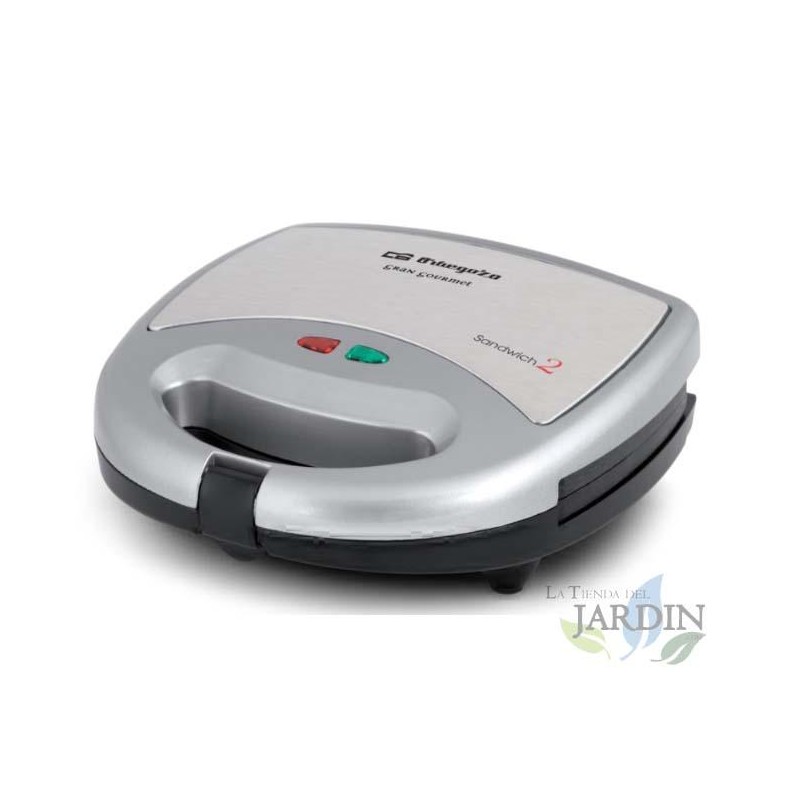 Tostiera Inox Orbegozo. Per 2 panini. Con rivestimento antiaderente. Potenza 800W.