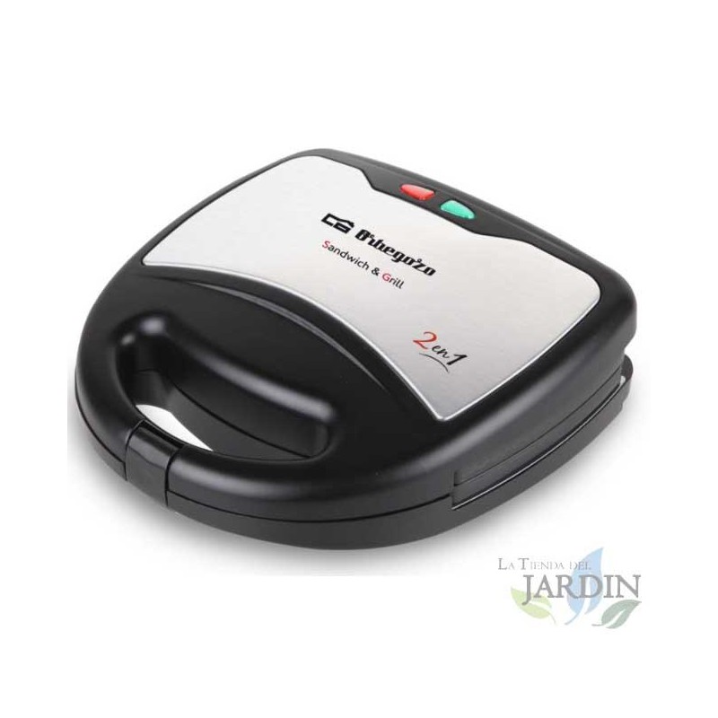 Orbegozo Macchina per sandwich multifunzione 2 in 1. Piatti intercambiabili. PANINO e GRIGLIA. Potenza 750W.