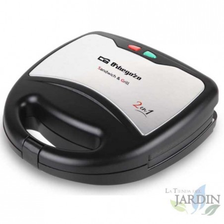 Orbegozo 2-in-1 Multifunktions-Sandwichmaker. Austauschbare Platten. Sandwich und Grill. Antihaftbeschichtung. 750 W.