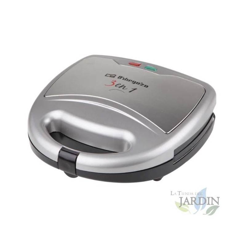 Orbegozo 3-in-1 Multifunktions-Sandwichmaker. Austauschbare Platten. Sandwich / Grill / Waffel.